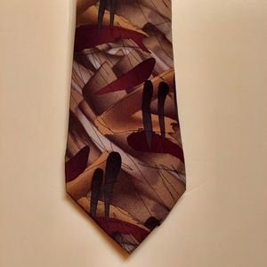 J Garcia earth-toned, abstract men's tie